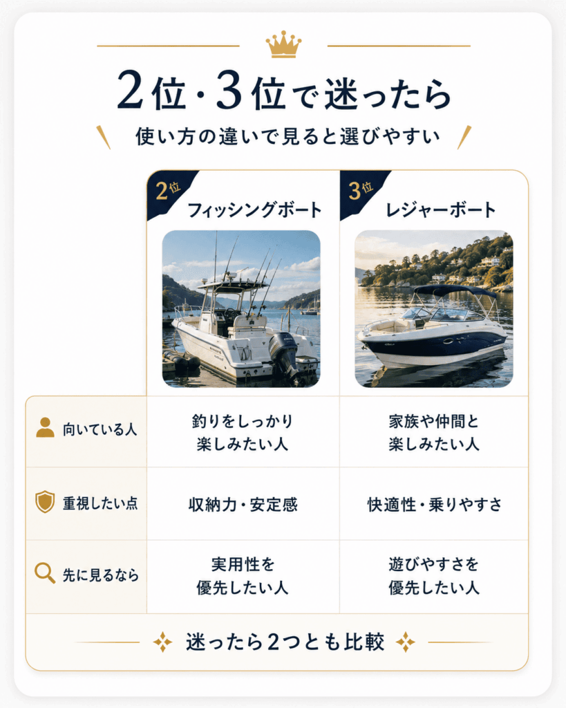 フィッシングボートとレジャーボートの比較